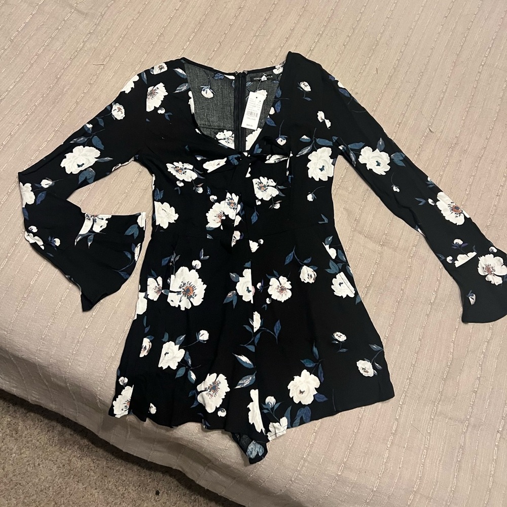 Brand New Kendall and Kylie black floral Romper